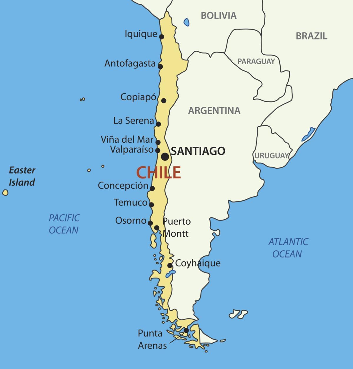地图智利的国家