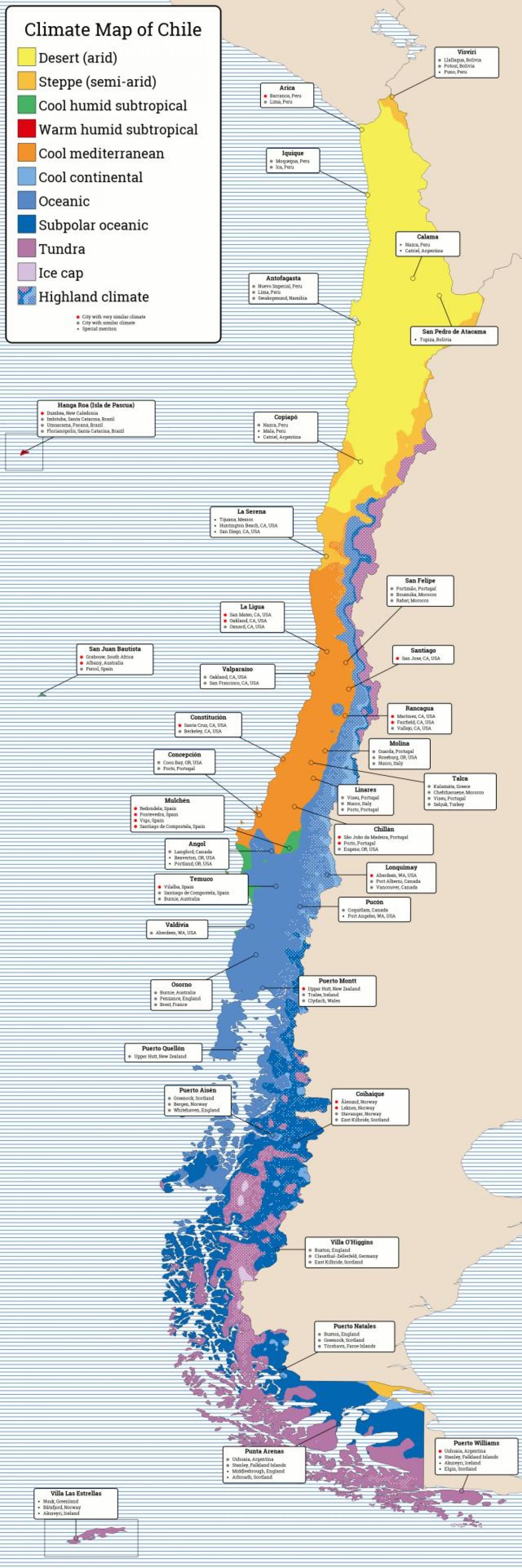 地图智利的气候